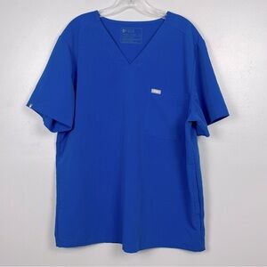 Figs men’s Chisec Technical Collection 3 pocket blue scrub shirt, size XL.